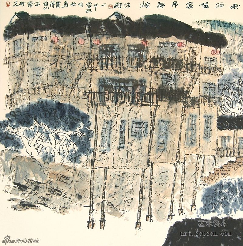 陈醉 秋雨苗家吊角楼